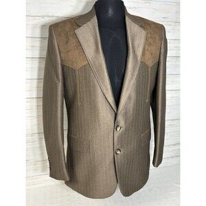 MINTY! Pagano West Western Faux Suede Brown Sport Coat Jacket Blazer 42 R Men's